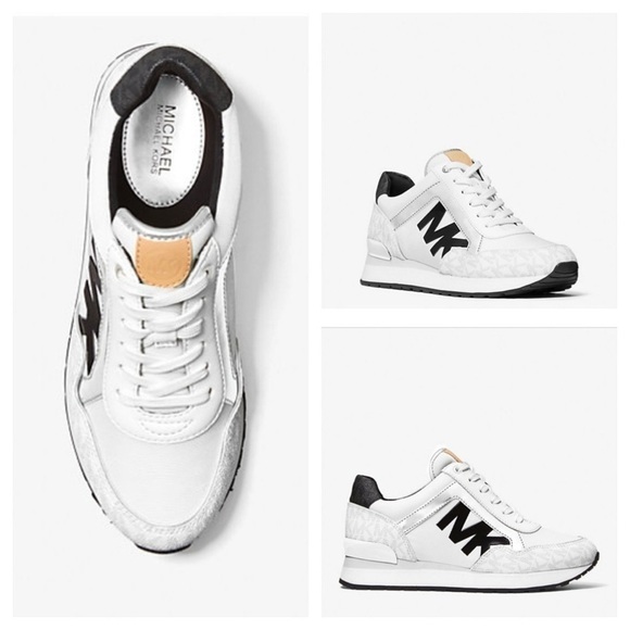 MICHAEL KORS Maddy Two-Tone Logo Trainer Sneakers Size 9.5 M - Picture 1 of 11